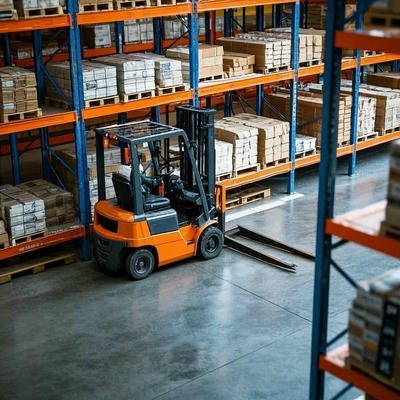 Carrello elevatore in magazzino